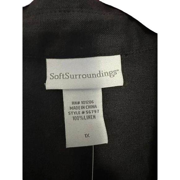 Soft Surroundings Women's Black Long Sleeve Button Down linen Shirt Size Plus 1X - Picture 4 of 6